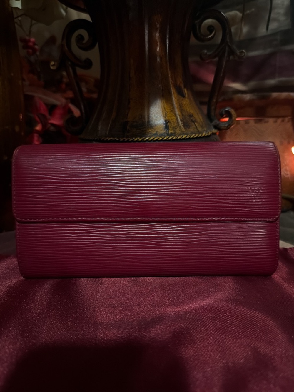 Authentic Louis Vuitton Red Epi Leather Long Wallet